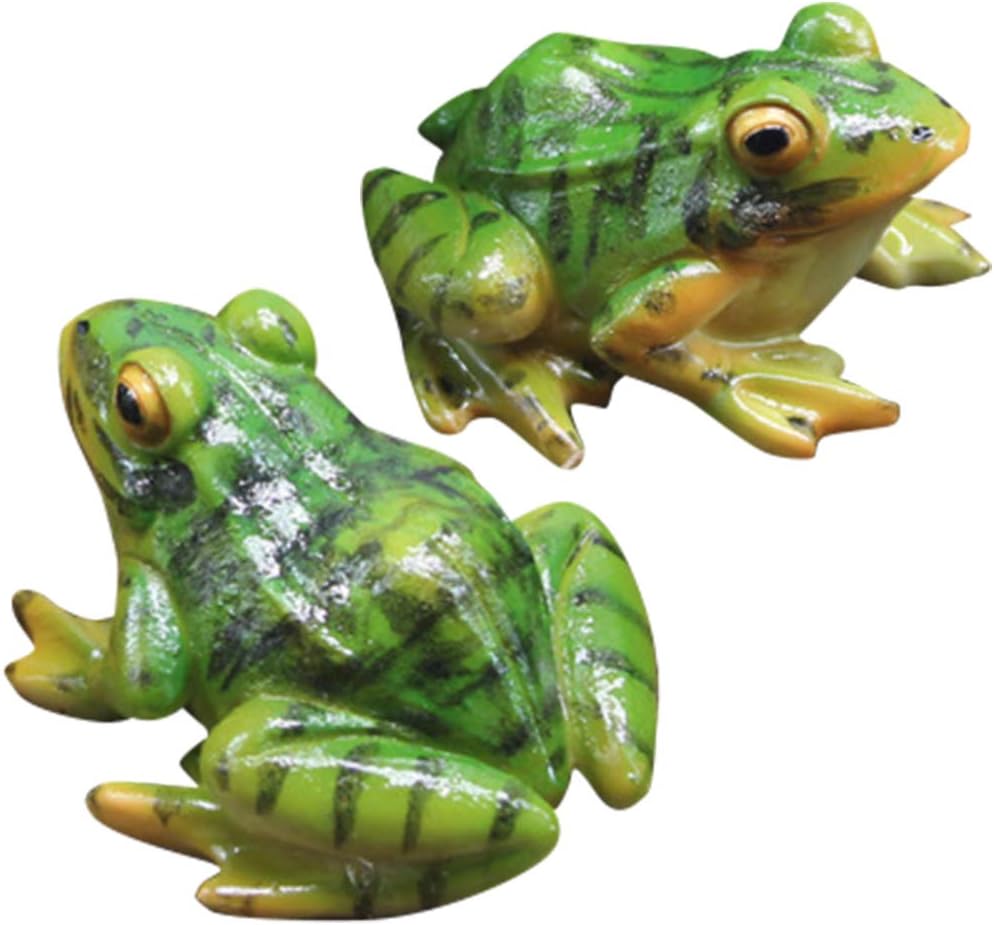 Frog Statue Orn Resin Frogs Micro Landscape Craft Animal Sculpture 2pcs for Garden Yard Patio Fairy Garden Accessories Decor