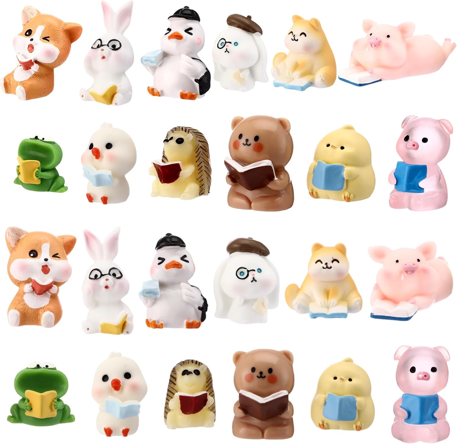 24 Pcs Reading Gifts for Women Mini Resin Animals Book Lovers Book Club Gifts Bookish Weird Tiny Resin Ornaments Animals Figurine for Librarian Readers Teacher Bookstore Workers