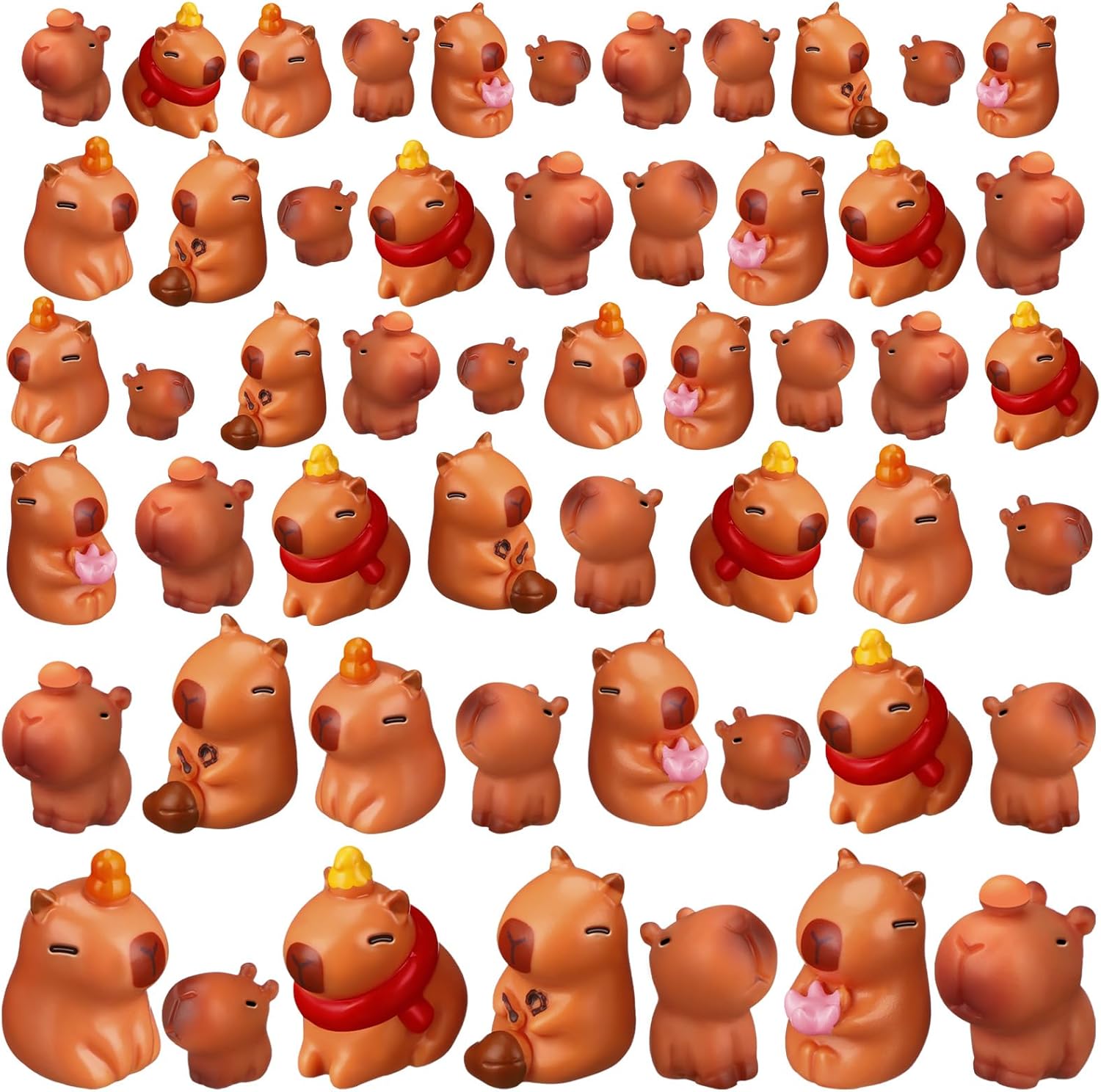 56 Pcs Miniature Capybara Figurine Mini Resin Figurines Set DIY Capybara Cake Topper Cute Animal Figure Ornament for Birthday Party Desktop Tabletop Landscape Decor