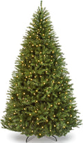 Douglas Fir Christmas Tree, 4.5ft Pre-lit Artificial Full Fir Lighted Holiday Decoration w/Warm White Lights, Metal Stand