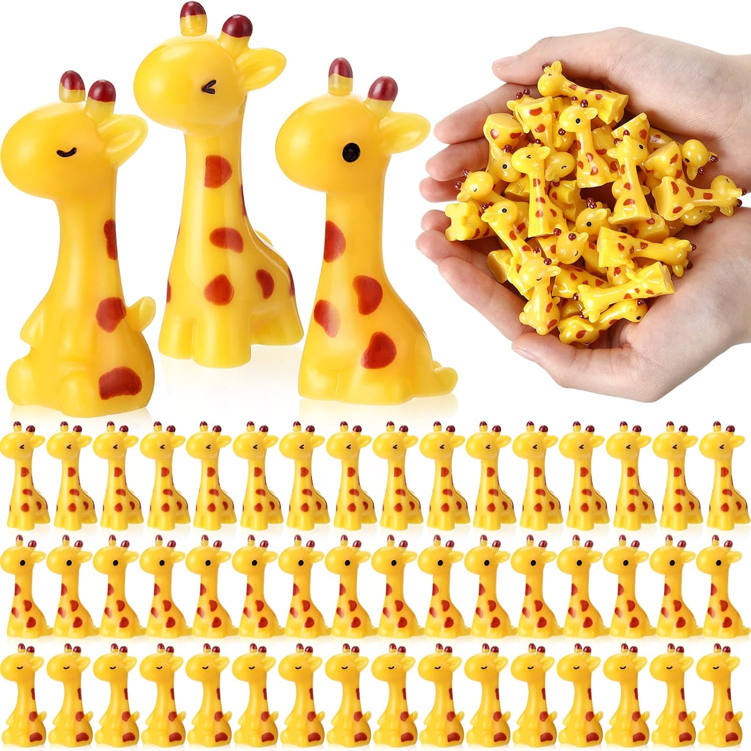 50 Pcs Mini Resin Giraffe Tiny Giraffe Resin Ornaments for Garden Home Decoration Zoo Animal Micro Landscape Ornaments Kit Fairy Dollhouse Accessories (Cute)
