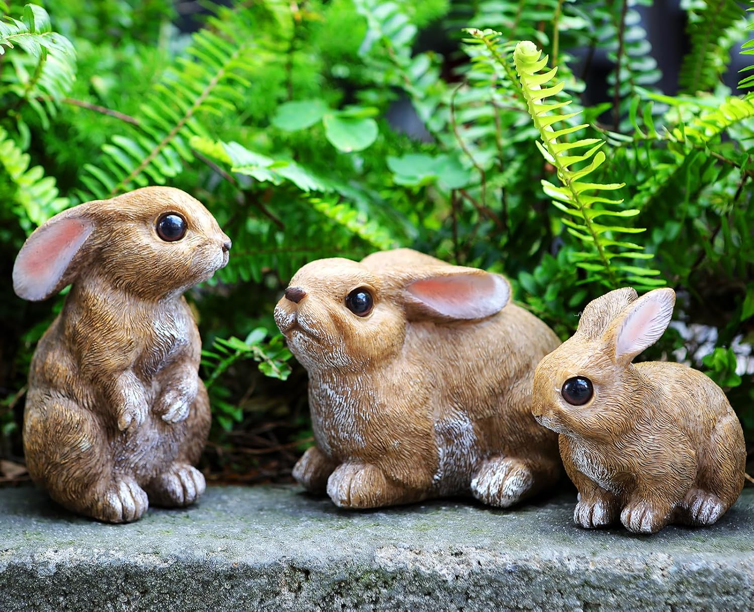 Bunny Decor Yard Decorations Outdoor Set of 3, Bunny Decorations for Home Garden Outdoor Statues,  Rabbit Figurines mom Gifts
