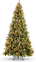 6ft Pre-Lit Pre-Decorated Pine Hinged Artificial Christmas Tree w/ 1,000 Flocked Frosted Tips, 59 Pine Cones, 250 Lights, Metal Base