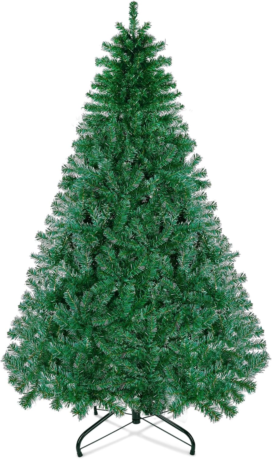 Christmas Tree 6ft, Artificial Christmas Trees Full with 800 Branch Tips, Easy Assembly, Foldable Metal Base, Xmas Pine Tree for Home, Office, Party Christmas Decorations