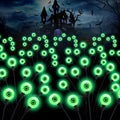 Halloween Decorations Outdoor Solar Scary Eyeball Lights, 4Pack 32LEDs Green Eyeball Swaying Solar Firefly Lights, Waterproof Solar Halloween Path Lights for Garden/Yard/Patio/Party Decor