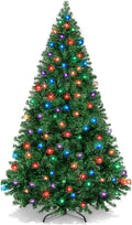 6ft Pre-Lit Christmas Tree Premium Hinged Artificial Pine Lighted Holiday Tree for Home, Office w/ 1,000 Branch Tips, 250 Multicolored LED Lights, Metal Hinges, Foldable Base