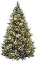 7.5 Foot Artificial Holiday Prelit Christmas Tree w/750 Clear Lights, Pinecones, 1399 Branch Tips and Metal Stand